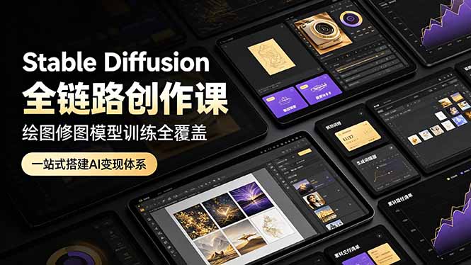 Stable Diffusion全链路创作课，绘图修图模型训练全覆盖，一站式搭建AI变现体系-娜娜项目网