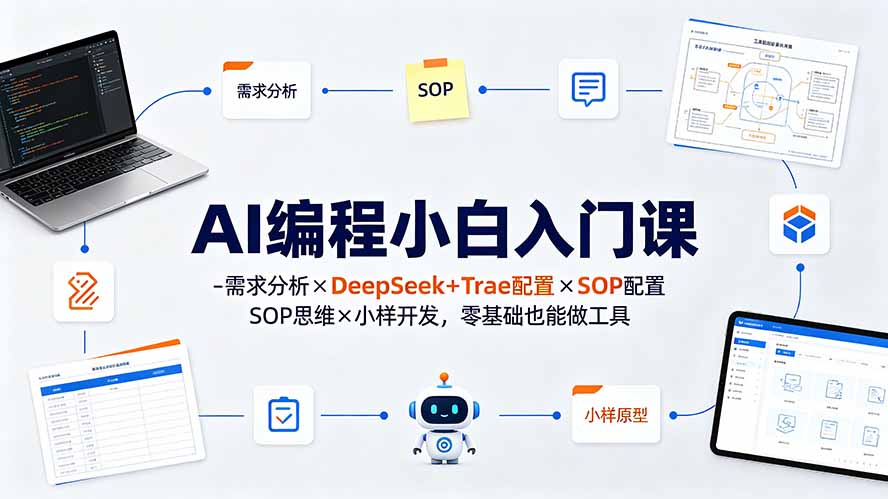 AI编程小白入门课-需求分析×DeepSeek+Trae配置×SOP思维×小样开发,零基础也能做工具-娜娜项目网