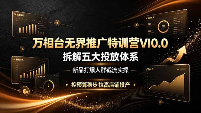 万相台无界推广特训营VI0.0,拆解五大投放体系,新品打爆人群截流实操,控预算稳步拉高店铺投产-娜娜项目网