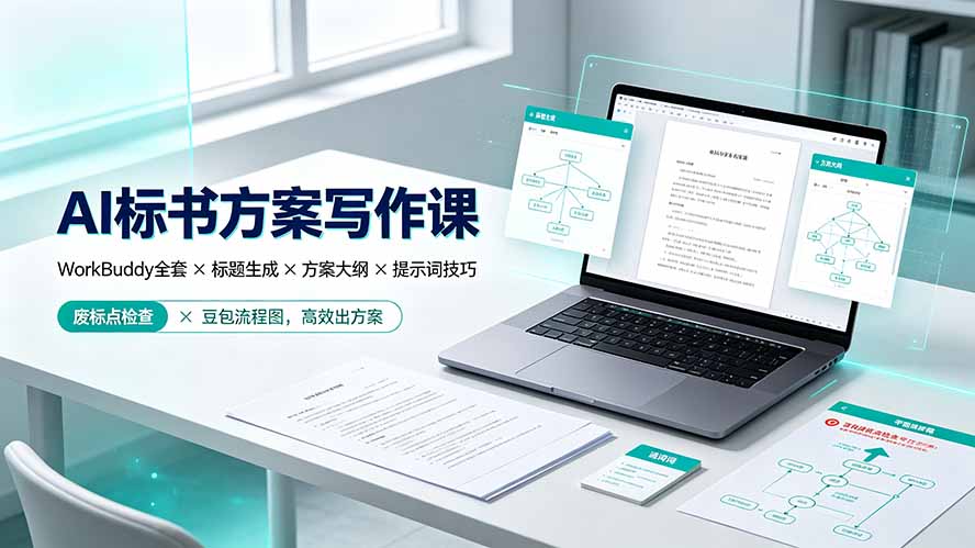 AI标书方案写作课:WorkBuddy全套×标题生成×方案大纲×提示词技巧×废标点检查×豆包流程图,高效出方案-娜娜项目网