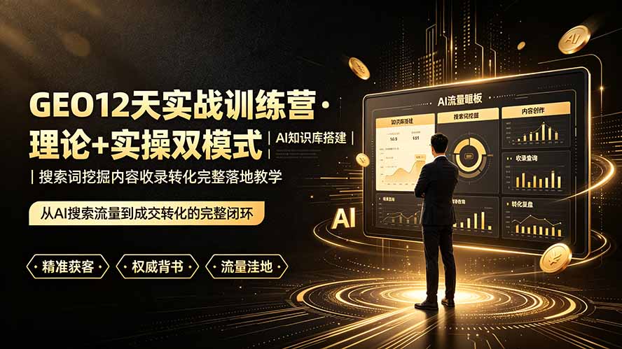 GEO12天实战训练营·理论+实操双模式｜AI知识库搭建｜搜索词挖掘内容收录转化完整落地教学-娜娜项目网