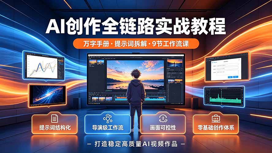 AI创作全链路实战教程|万字手册·提示词拆解·9节工作流课,打造稳定高质量AI视频作品-娜娜项目网