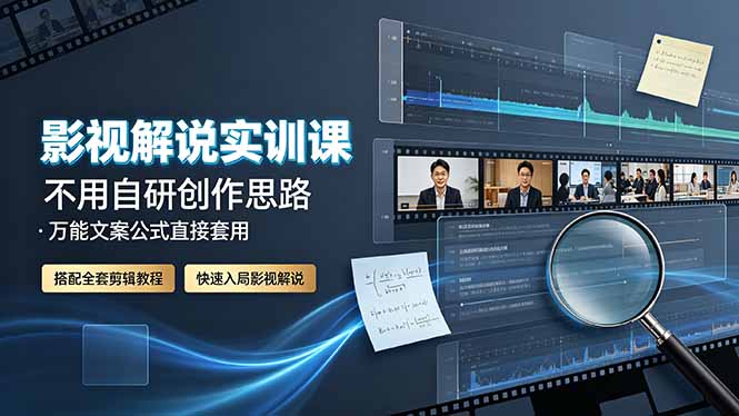 影视解说实训课:不用自研创作思路,万能文案公式直接套用,搭配全套剪辑教程,快速入局影视解说-娜娜项目网