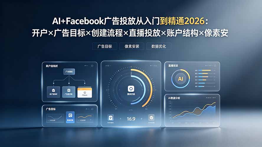 AI+Facebook广告投放从入门到精通2026:开户×广告目标×创建流程×直播投放×账户结构×像素安装×AI赋能-娜娜项目网