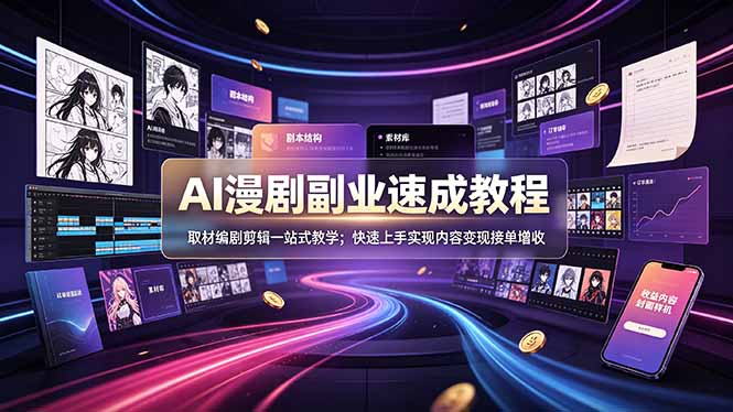 AI漫剧副业速成教程，取材编剧剪辑一站式教学；快速上手实现内容变现接单增收-娜娜项目网