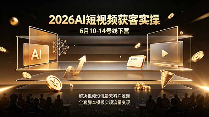 2026AI短视频获客实操6月10-14号线下营,解决视频没流量无客户难题,全套脚本模板实现流量变现-娜娜项目网