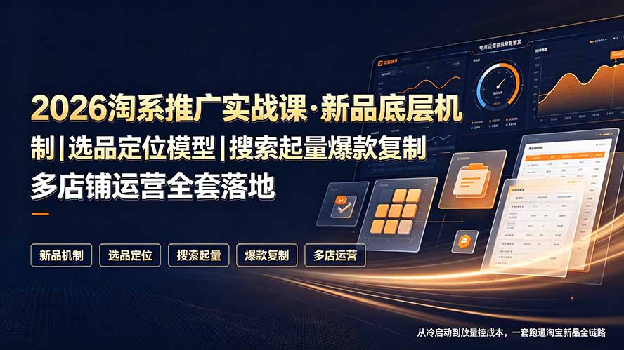 2026淘系推广实战课·新品底层机制|选品定位模型|搜索起量爆款复制多店铺运营全套落地教程-娜娜项目网