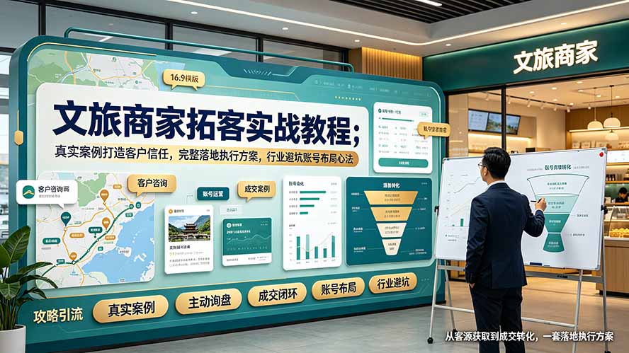 文旅商家拓客实战教程;真实案例打造客户信任,完整落地执行方案,行业避坑账号布局心法-娜娜项目网