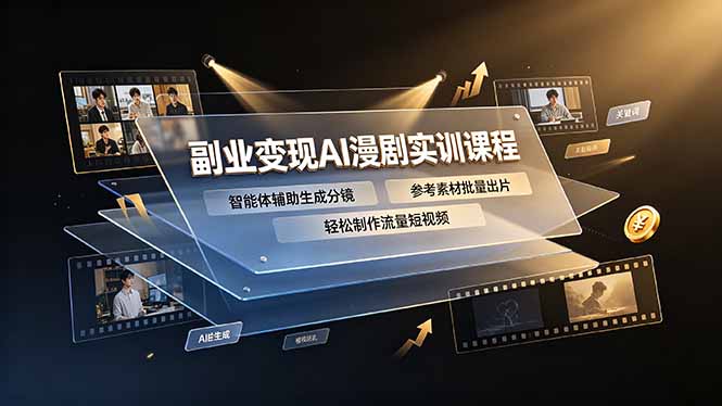 副业变现AI漫剧实训课程,智能体辅助生成分镜,参考素材批量出片,轻松制作流量短视频-娜娜项目网