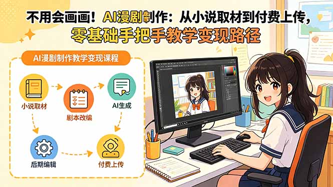 不用会画画!AI漫剧制作:从小说取材到付费上传,零基础手把手教学变现路径(更新)-娜娜项目网