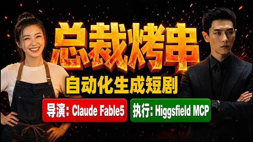 《总裁烤串》真人短剧全自动诞生!Claude Fable5 当导演,Higgsfield MCP 执行!-娜娜项目网