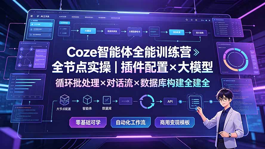 Coze智能体全能训练营：全节点实操｜插件配置×大模型×循环批处理×对话流×数据库构建全教学-娜娜项目网