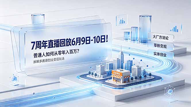 7周年直播回放6月9日-10日!普通人如何从零年入百万?拆解大厂、草根、实体多赛道创业变现玩法-娜娜项目网