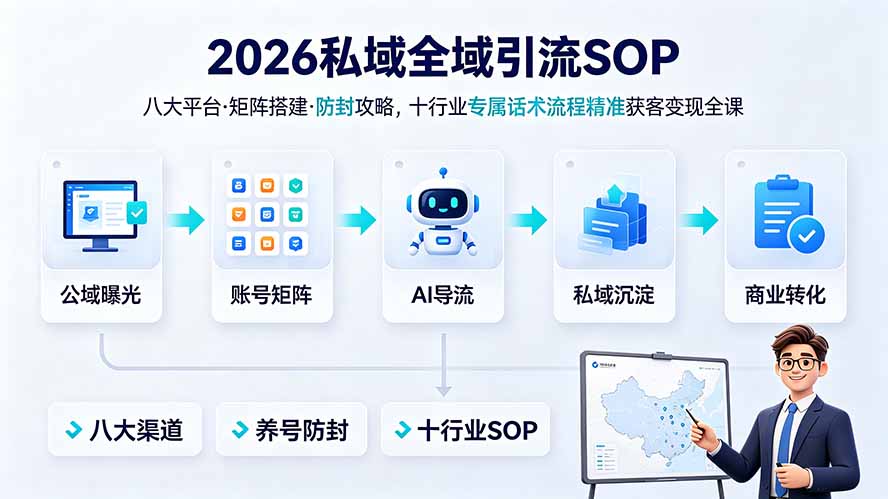 2026私域全域引流SOP|八大平台·矩阵搭建·防封攻略,十行业专属话术流程精准获客变现全课-娜娜项目网