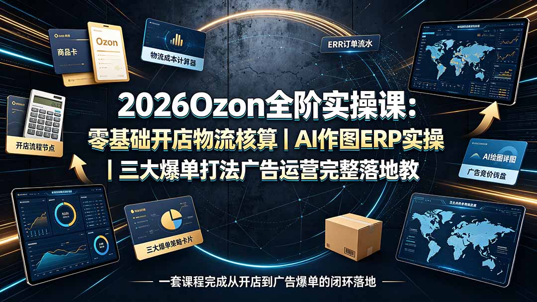 2026Ozon全阶实操课：零基础开店物流核算｜AI作图ERP实操｜三大爆单打法广告运营完整落地教程-娜娜项目网