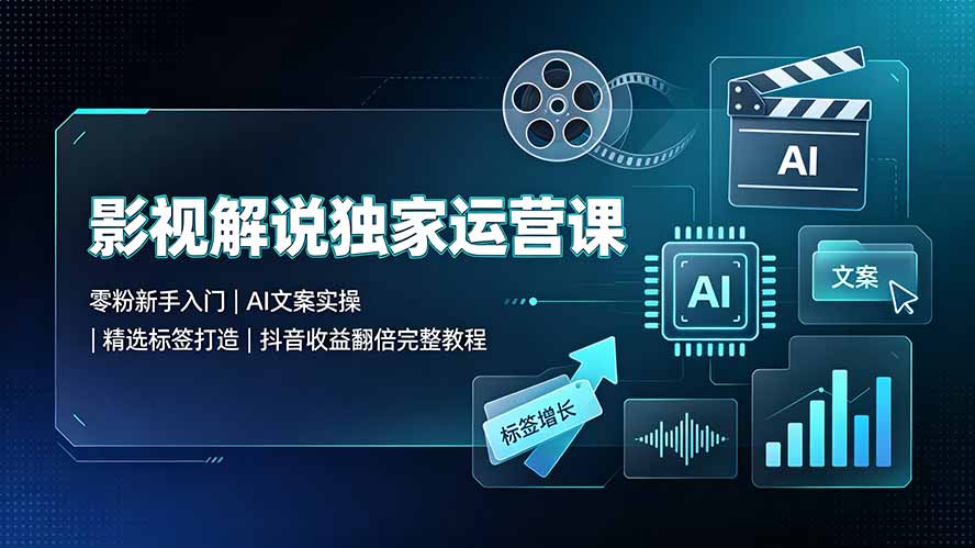 影视解说独家运营课:零粉新手入门|AI文案实操|精选标签打造|抖音收益翻倍完整教程-娜娜项目网