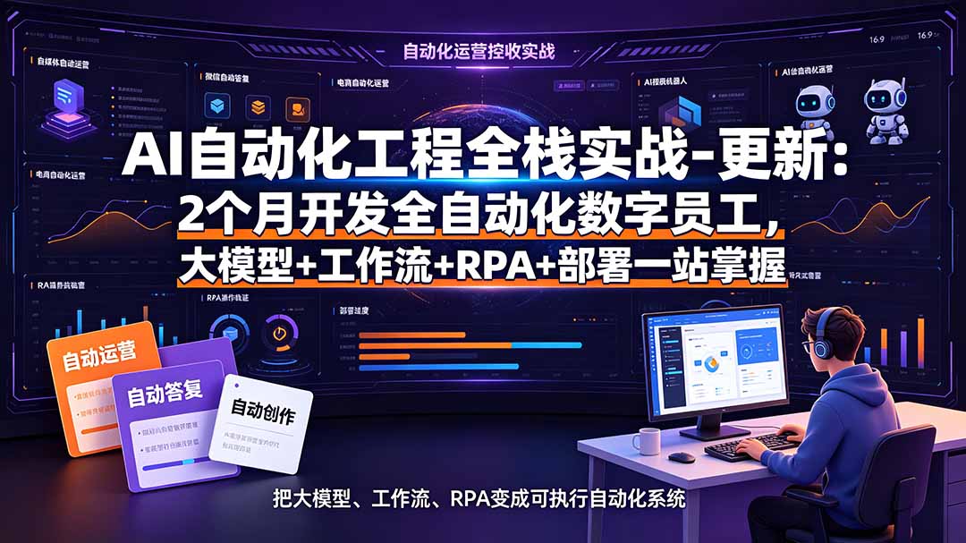 AI自动化工程全栈实战-更新：2个月开发全自动化数字员工，大模型+工作流+RPA+部署一站式掌握-娜娜项目网