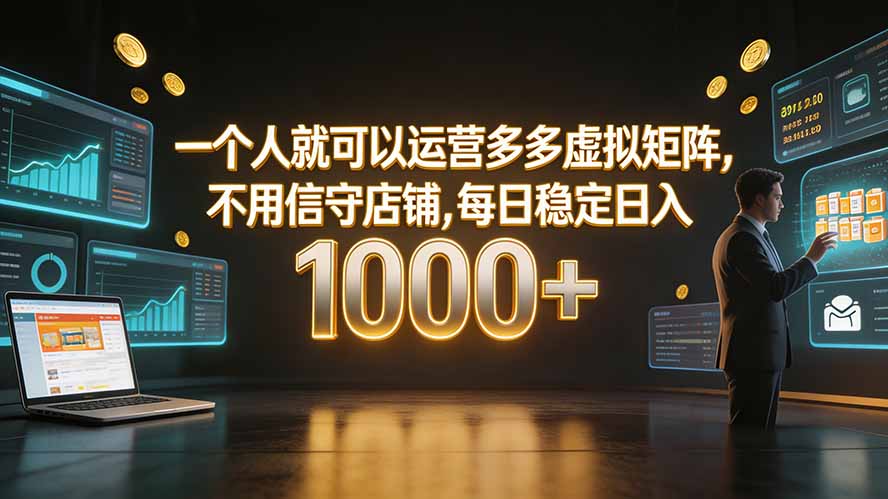 一个人就可以运营多多虚拟矩阵，不用值守店铺，每日稳定日入 1000+-娜娜项目网