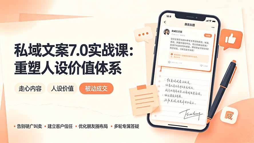 私域文案实战课7.0:重塑人设价值体系|-告别硬广推销×走心内容×自我价值塑造,实现被动成交-娜娜项目网