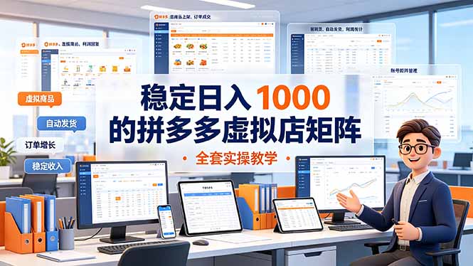 稳定日入 1000 的拼多多虚拟店矩阵,全套实操教学-娜娜项目网
