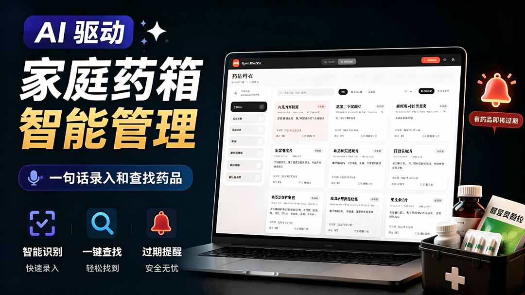 AI驱动的家庭药箱管理工具,一句话就能完成药品录入和查找,已制作Win系统包,Open MedKit-娜娜项目网