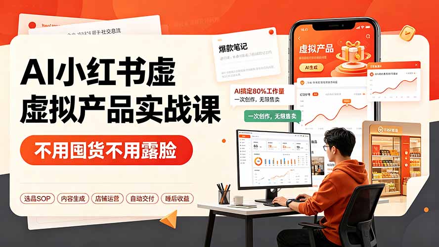 AI小红书虚拟产品实战课-更新:不用囤货不用露脸,AI搞定80%工作量,一次创作无限售卖睡后收益-娜娜项目网