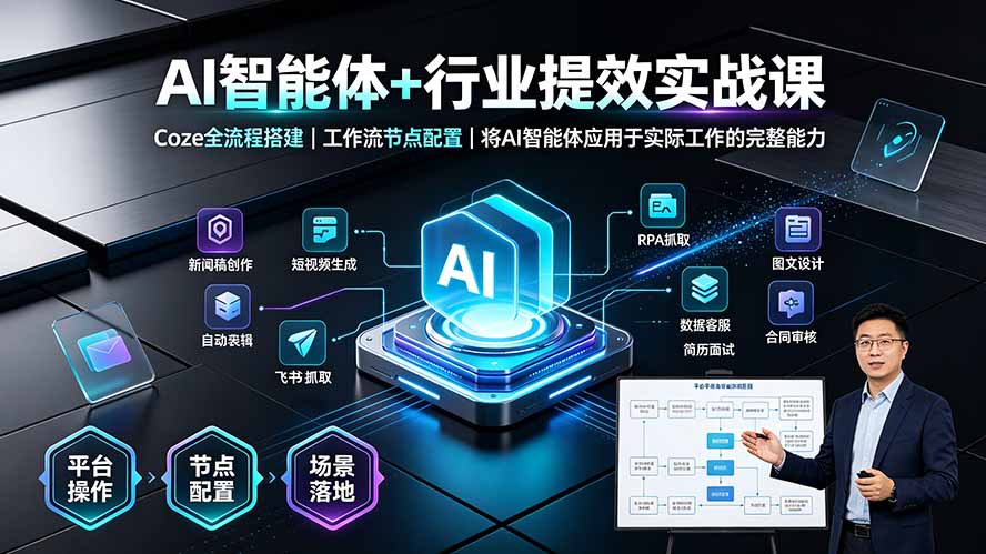 AI智能体+行业提效实战课·Coze全流程搭建｜工作流节点配置｜将AI智能体应用于实际工作的完整能力-娜娜项目网