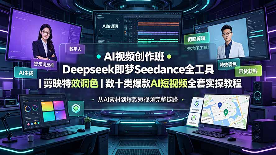 AI视频创作班◆Deepseek即梦Seedance全工具|剪映特效调色|数十类爆款AI短视频全套实操教程-娜娜项目网