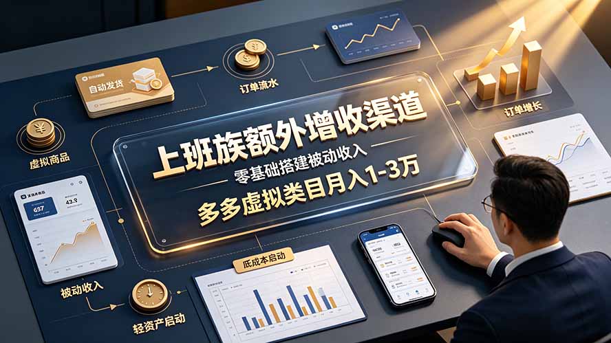 上班族额外增收渠道,零基础搭建被动收入,多多虚拟类目月入 1-3 万-娜娜项目网