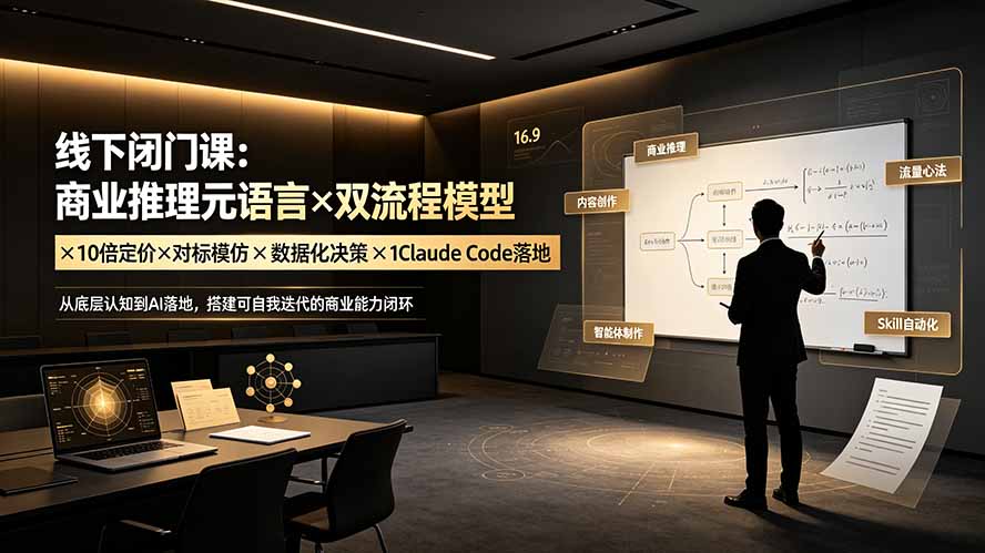 线下闭门课:商业推理元语言×双流程模型×10倍定价×对标模仿×数据化决策×Claude Code落地,击穿认知盲区-娜娜项目网