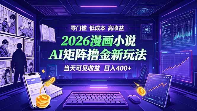 爆款小说漫画大阅读 ai矩阵操作 当天可见收益 日入400+ 零门槛 高收益-娜娜项目网