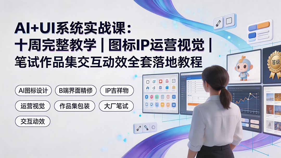 AI+UI系统实战课:十周完整教学|图标IP运营视觉|笔试作品集交互动效全套落地教程-娜娜项目网