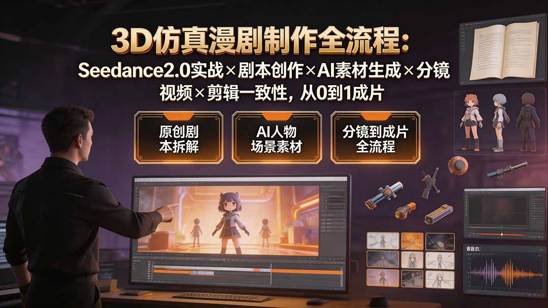 3D仿真漫剧制作全流程:Seedance2.0实战×剧本创作×AI素材生成×分镜视频×剪辑一致性,从0到1成片-娜娜项目网