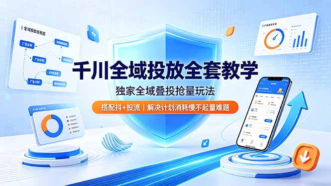 千川全域投放全套教学,独家全域叠投抢量玩法,搭配抖+投流,解决计划消耗慢不起量难题-娜娜项目网
