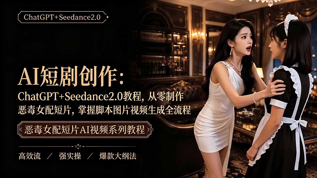 AI短剧创作:ChatGPT+Seedance2.0教程,从零制作恶毒女配短片,掌握脚本图片视频生成全流程-娜娜项目网