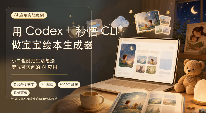 AI应用实战案例,用Codex+秒悟CLl做宝宝绘本生成器,小白也能把生活想法变成可访问的AI应用-娜娜项目网