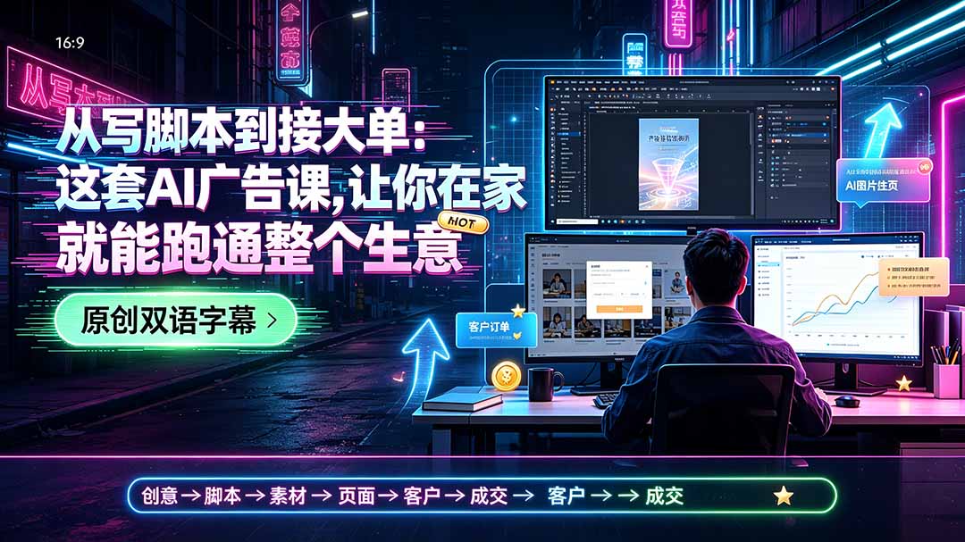 从写脚本到接大单:这套AI广告课,让你在家就能跑通整个生意【原创双语字幕】-娜娜项目网