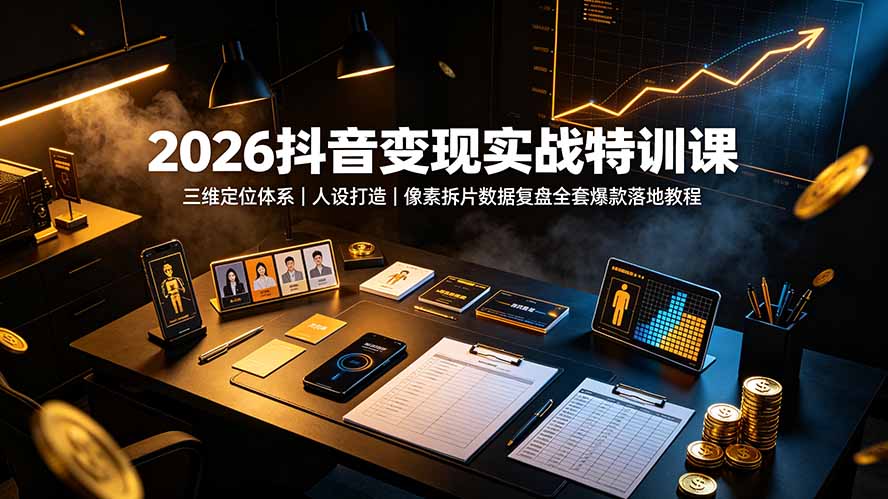 2026抖音变现实战特训课:三维定位体系|人设打造|像素拆片数据复盘全套爆款落地教程-娜娜项目网