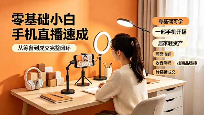 零基础小白手机直播速成,从筹备到成交完整闭环,适配苹果安卓系统,解决杂音卡顿留人难问题-娜娜项目网