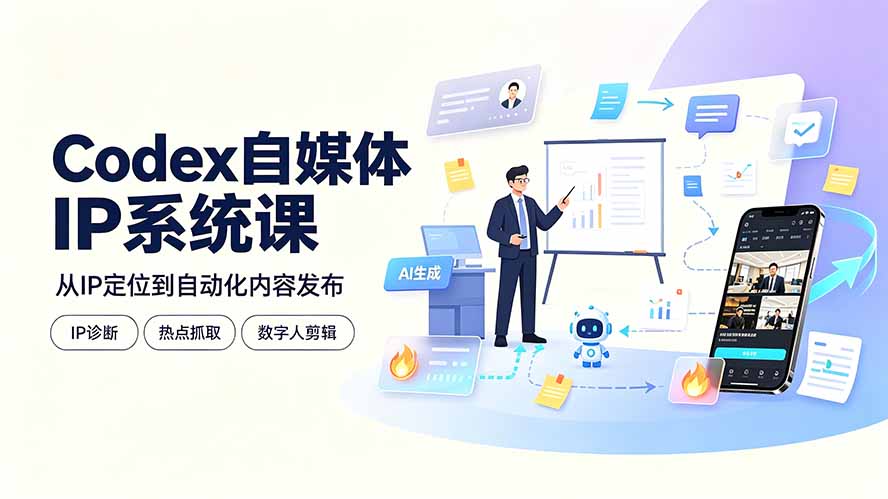 Codex自媒体IP系统课:IP诊断/热点抓取/IP蒸馏 Skill,爆款复刻数字人多平台自动发布教程-娜娜项目网