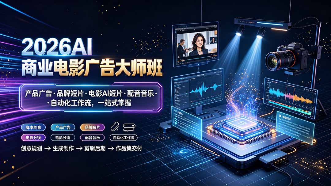 2026AI商业电影广告大师班：产品广告·品牌短片·电影AI短片·配音音乐·自动化工作流，一站式掌握-娜娜项目网