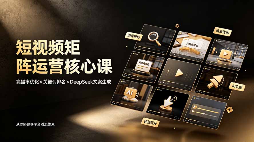 短视频矩阵运营核心课:完播率优化×关键词排名×DeepSeek文案生成,从零搭建多平台引流体系-娜娜项目网