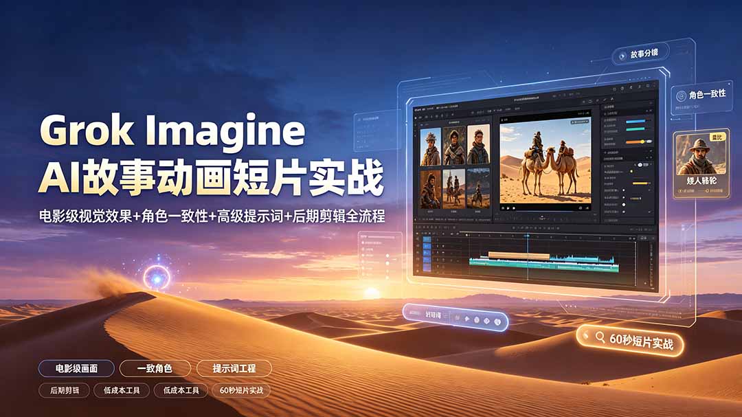Grok Imagine AI故事动画短片实战:电影级视觉效果+角色一致性+高级提示词+后期剪辑全流程-娜娜项目网
