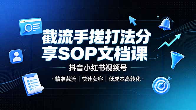 截流手搓打法分享SOP文档课，抖音小红书视频号丨精准截流，快速获客，低成本高转化-娜娜项目网