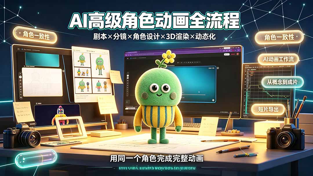 AI高级角色动画全流程：剧本×分镜×角色设计×3D渲染×动态化，从概念到成片一站式教学-娜娜项目网