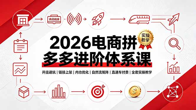 2026电商拼多多进阶体系课,开店避坑,链接上架,内功优化,自然流矩阵|直通车付费|全套实操教学-娜娜项目网