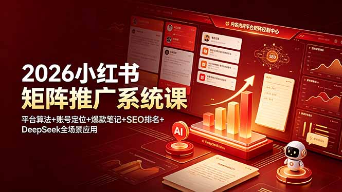 2026小红书矩阵推广系统课:平台算法+账号定位+爆款笔记+SEO排名+DeepSeek全场景应用-娜娜项目网