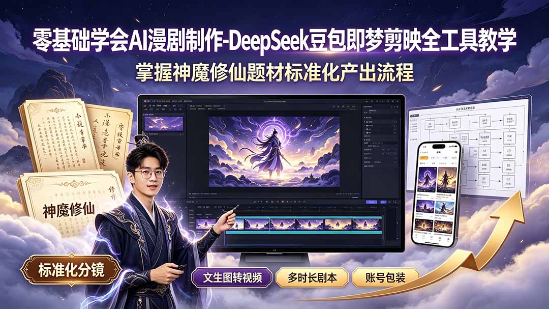 零基础学会AI漫剧制作-DeepSeek豆包即梦剪映全工具教学,掌握神魔修仙题材标准化产出流程-娜娜项目网