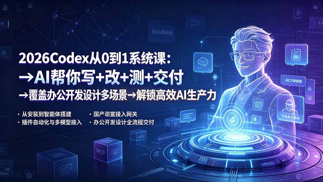 2026Codex从0到1系统课:→AI帮你写+改+测+交付→覆盖办公开发设计多场景→解锁高效AI生产力-娜娜项目网