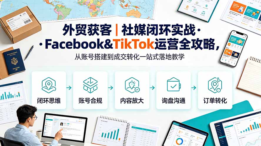 外贸获客|社媒闭环实战·Facebook&TikTok运营全攻略,从账号搭建到成交转化一站式落地教学-娜娜项目网